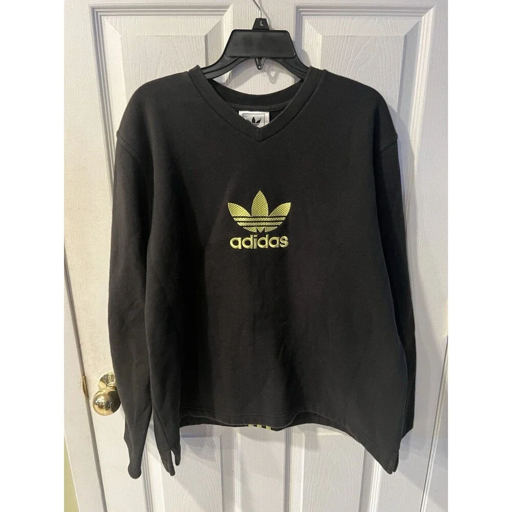 Adidas Sweatshirt XL Embroidered Trefoil Logo Crewneck Three Stripe Vintage Y2K